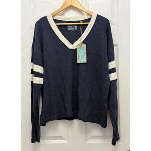 Faherty Sunwashed Slub Varsity Sweater Organic‎ Cotton V-Neck Mens XL New